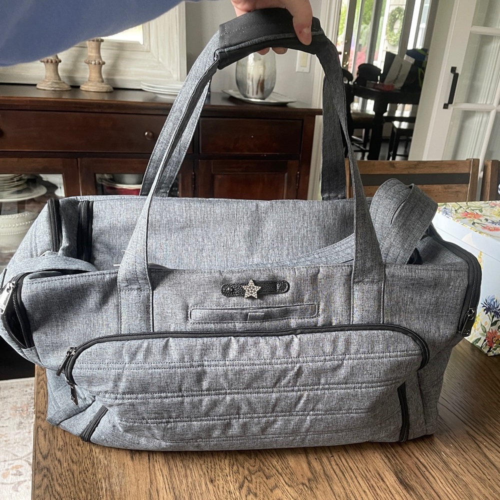 Grey duffle bag